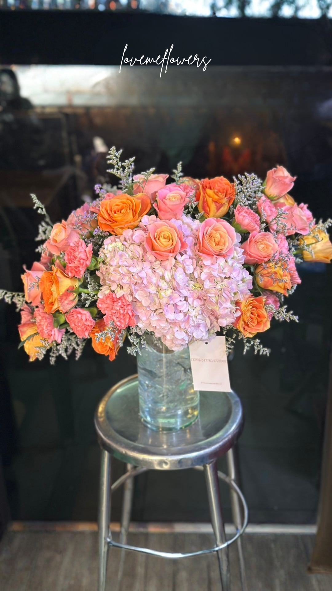 Ombre Orange Mix Roses Flower Vase