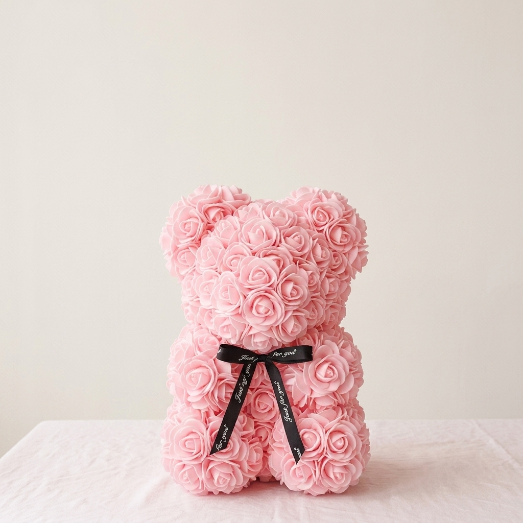 Pink Rose Eternal Teddy Bear - Perfect for Anniversary