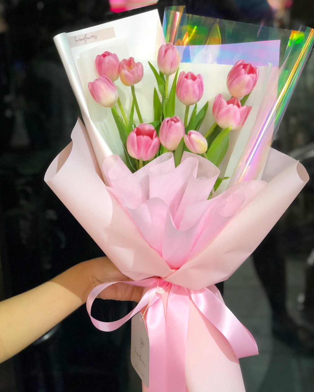 10 Pink Tulip Bouquet - Image 2