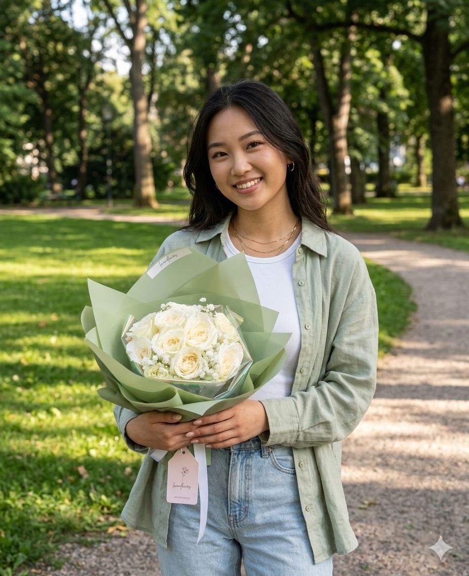 10 White Roses Small Bouquet - Image 2